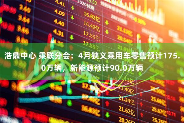 浩鼎中心 乘联分会：4月狭义乘用车零售预计175.0万辆，新能源预计90.0万辆
